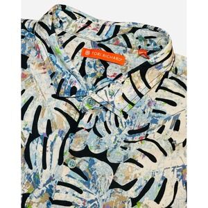 Tori Richard Mens XL Cotton Lawn Hawaiian Shirt Abstract Monstera Leaf